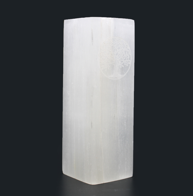 Selenite Block Lamp 25cm - Tree of Life